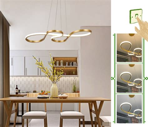 Lustre Pendente Moderno Infinito Cifra Dourado 50w Led 3 1