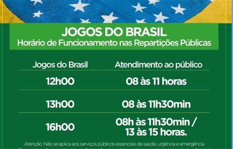 Prefeitura Informa Hor Rio De Atendimento Nos Dias De Jogos Do Brasil