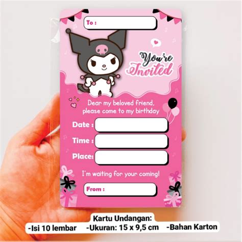 Kuromi Invitation Card Happy Birthday Invitation Card Sanrio Childrens