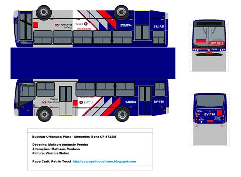 SP Papel Modelismo PaperCraft Ônibus Busscar Urbanuss Pluss Mercedes