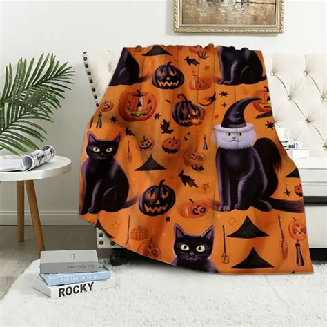 ARISTURING Happy Halloween Boo Throw Blankets Cartoon Pumpkin Spooky