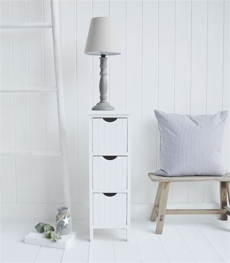 Dorset Max Cm Narrow White Bedside Table The White Lighthouse Slim