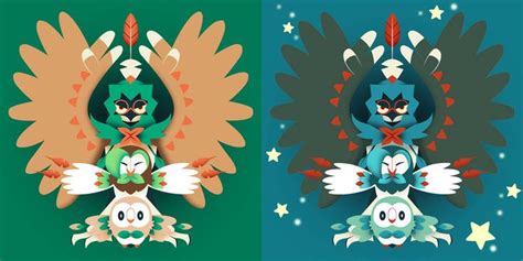 Rowlet Evolution + Shiny Pokemon Art