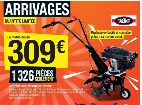 Promo Motobineuse Thermique 173cm chez Brico Dépôt