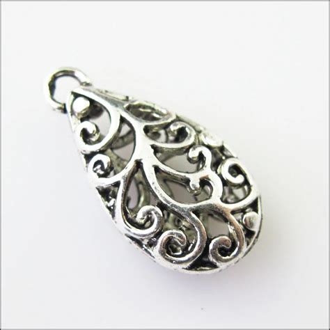 New Blume Teardrop Tibetischen Silber Ton Charms Anh Nger X Mm