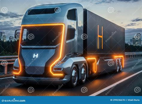 Hydrogen Truck Line Icon Hydrogen Powered Vehicle Vector Illustration