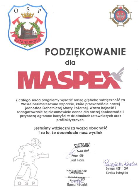 Podziękowania za wsparcie