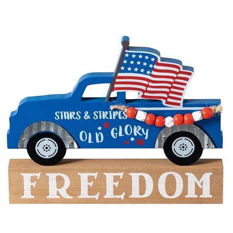 Th Of July Decorations Decspas Blue Truck American Flag Ornaments