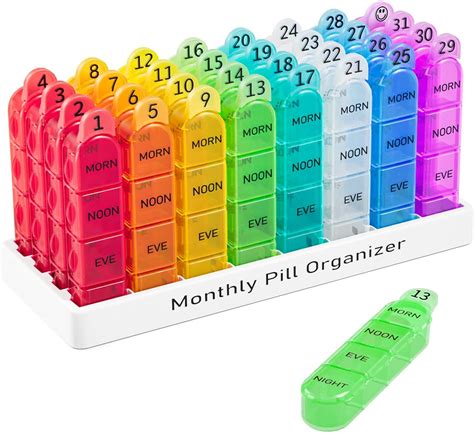 Amazon Daviky Monthly Pill Organizer 4 Times A Day 30 Day Pill