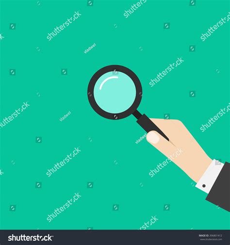 Hand Holding Magnifying Glass Vector Illustration Stock Vector Royalty Free 396801412