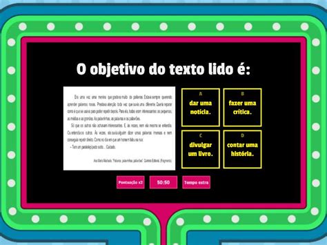 Interpretação Textual e classe gramatical Concurso de preguntas