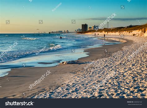 Beach Scene In Panama City Beach Florida At Sunset Stock Photo