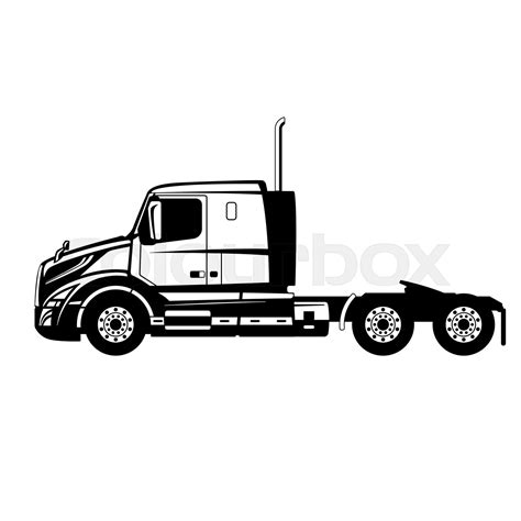 semi truck, side view ,lining draw, vector illustration | Stock vector ...