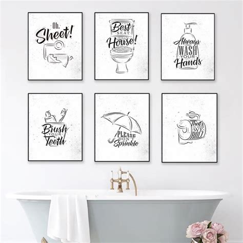 Toilet Quote Picture Bathroom Wall Art Canvas Painting Poster Prints ...