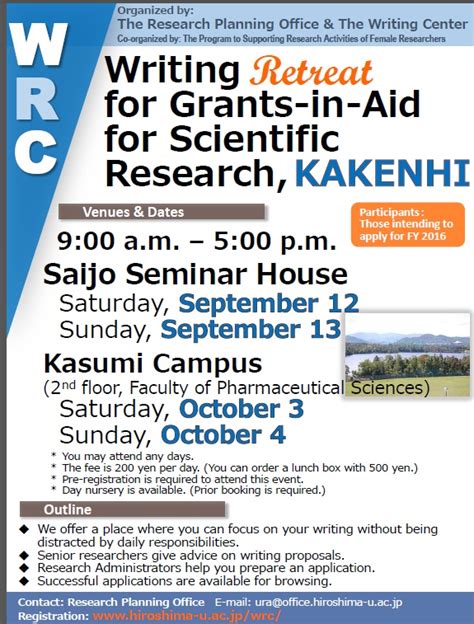 Writing Retreat For Grants In Aid For Scientific Research Kakenhi