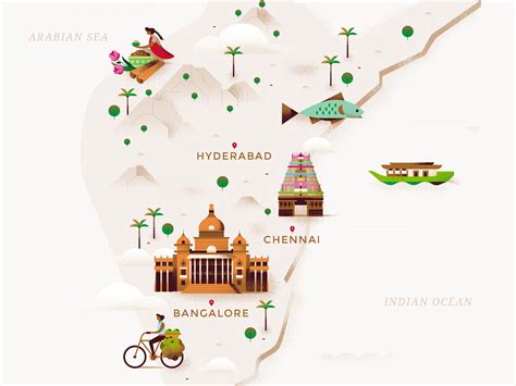 Map - South India by Elen Winata on Dribbble