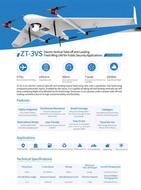 Aeronitor ZT 3VS Electric Vertical Take Off And Landing Fixed Wing UAV