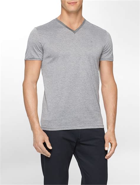 Calvin Klein White Label Premium Slim Fit V Neck T Shirt In Gray For