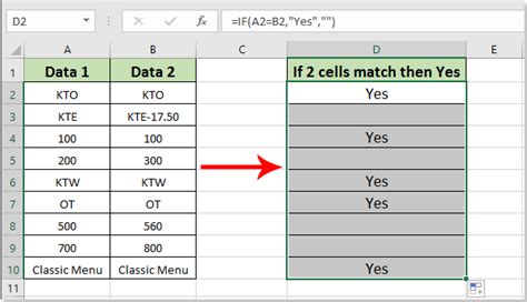 How To Compare Two Cells And Return Yes If They Match In Excel