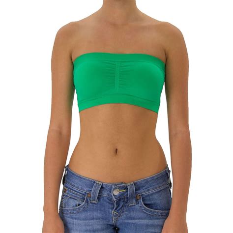 Womens Strapless Padded Bra Bandeau Tube Top Removable Pads Seamless