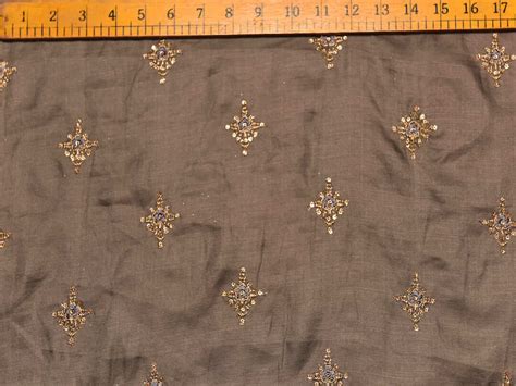 Dupion Silk Asterixs Design Zari Embroidered Fabric Source Fabrics