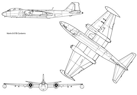 Martin B-57 Canberra Blueprint - Download free blueprint for 3D modeling