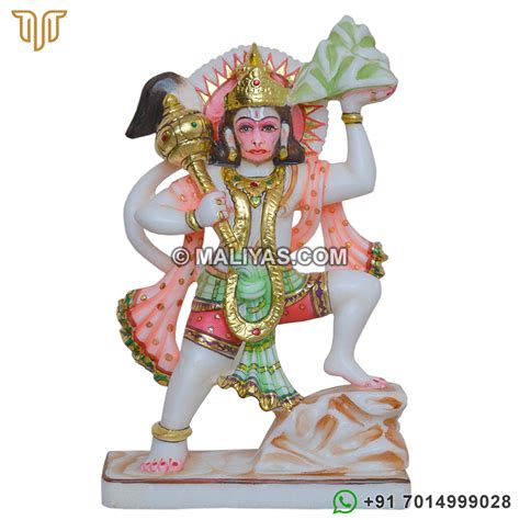 Hanuman Statue Lifting Mountain From Marble Veer Hanuman Statue