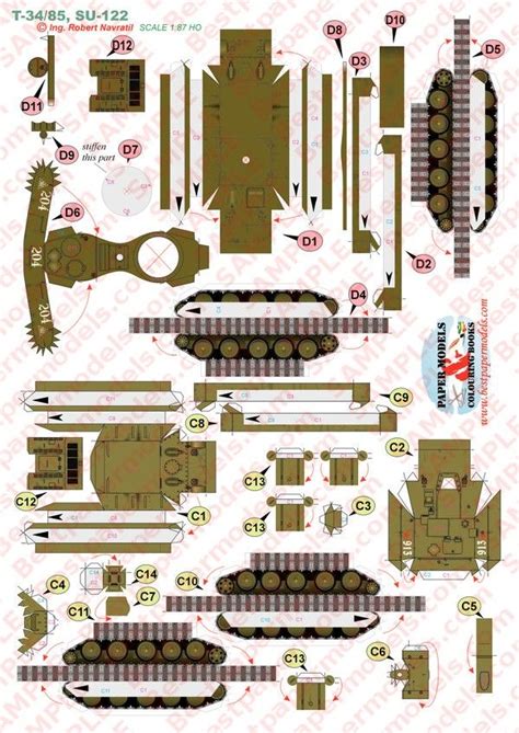 Papercraft T 34 Military Papercraft Paper Model Kit Tank T34 Diorama