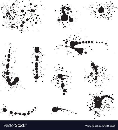 Set Of Black Blots And Ink Splashes Isolated Vector Image