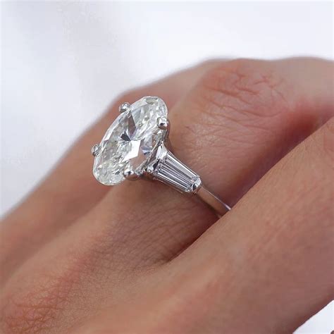 4ct Oval Diamond With Baguette Side Stones Baguette Engagement Ring