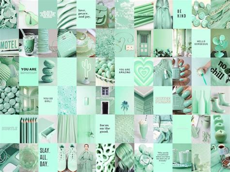 100 Mint Green Collage Kit Green Pastel Wall Collage Mint - Etsy