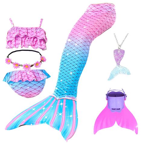 Traje de baño de cola de sirena con monoaleta para niña vestido de princesa Bikini traje de