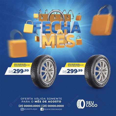 Fecha Mês Pneus Carro Social Media Psd Editável [download] Designi