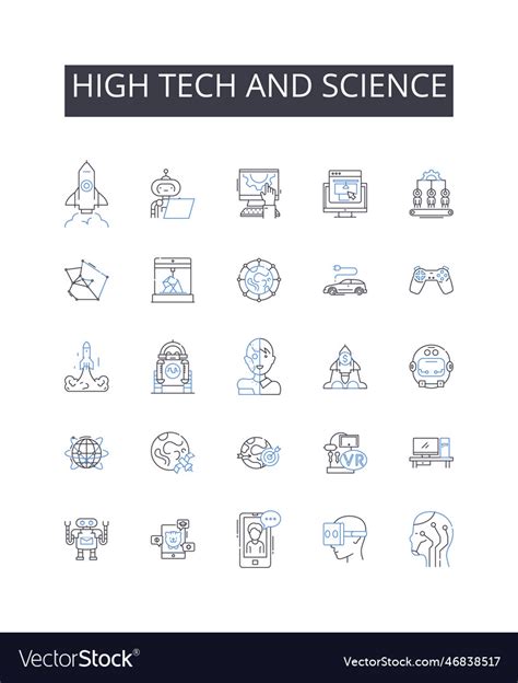 High Tech And Science Line Icons Collection Vector Image