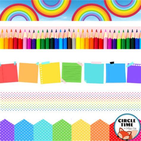 Printable Bulletin Board Borders Rainbow Classroom Decor Etsy