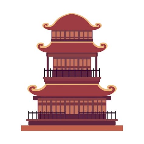 Premium Vector Asian Three Storey Pagoda Oriental Pagoda