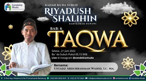 Live Kajian Ba Da Subuh Kitab Riyadush Shalihin Bab Taqwa