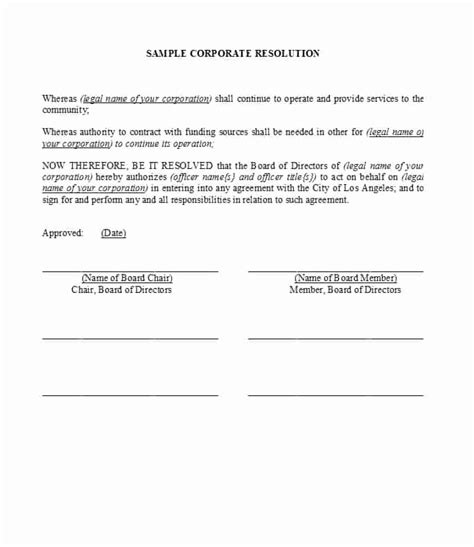 Corporate Resolution Template Microsoft Word Luxury 37 Printable