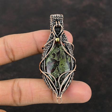 Dragon Bloodstone Pendant Copper Wire Wrapped Gemstone Pendant Handmade