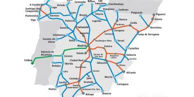 Eurail Spain map - Spain fast train map (Southern Europe - Europe)