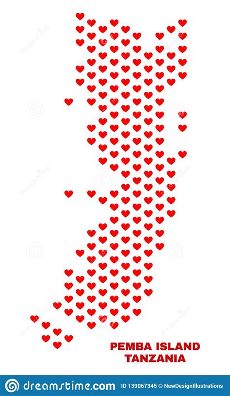 Pemba Island Map Mosaic Of Heart Hearts Stock Vector Illustration