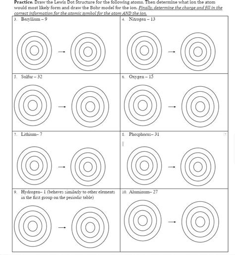 Bohr Model Worksheet - Worksheets For Kindergarten