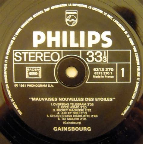 Serge Gainsbourg Mauvaises Nouvelles Des Toiles Vinyl Pussycat Records