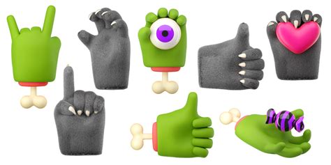 3d furry wolf hands set in plastic cartoon style. 19635639 PNG