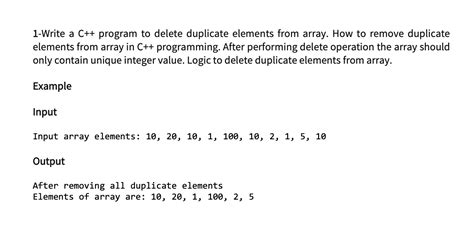 Solved Write A C Program To Delete Duplicate Elements Chegg