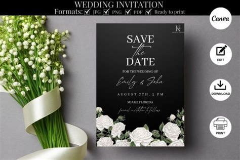 Save The Date Wedding Invite Template Graphic By Kkdigitalprints