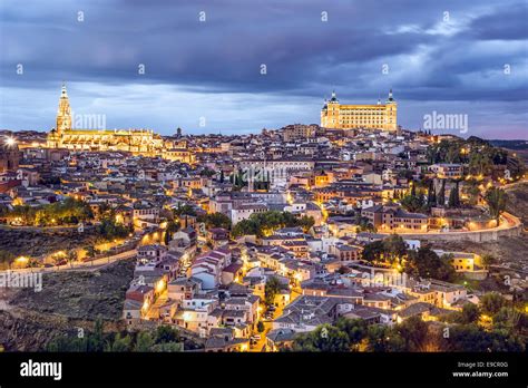 Toledo Spain Town Skyline On The Tagus River Stock Photo Alamy