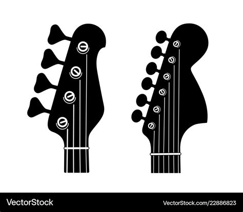 Electric And Bass Guitar Headstock Silhouettes Vector Image