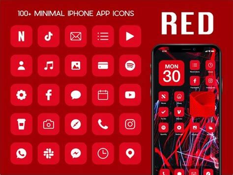 iOS Red App Icons | 230+ Bright Red Minimal iOS 14 Modern Icon Pack ...