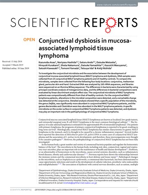 Pdf Conjunctival Dysbiosis In Mucosa Associated Lymphoid Tissue Lymphoma